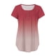 thumbnail image 4 of ICHUANYI Clearance Women Fashion V- Neck Gradient Printed Tunic Tops Buttons Short Sleeve T-shirt(Pink, M) ICHUANYI WER2023080700706, 4 of 6