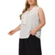 thumbnail image 4 of Blusas clásicas sin mangas de cuello en V con lazo de lunares para mujeres de tallas grandes Agnes Orinda 3X blancas, 4 of 7