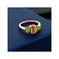 thumbnail image 3 of Gem Stone King 2.21 Ct Oval Brown Tiger Eye Green Peridot 18K Rose Gold Plated Silver Ring, 3 of 4