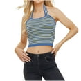 thumbnail image 4 of Womens Tank Tops Casual Sevevn Womens Striped Halter Tops Cute Summer Slim Fit Sleeveless Open Back Camisole Crop Tops for Teens Y2k Trendy Tank Top, 4 of 9