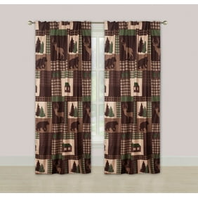 Rustic Lodge Log Cabin 84 Window Curtains Panel Pair Drapes Bear