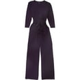 thumbnail image 2 of Alfani Womens Belted Surplice Jumpsuit, Purple, X-Small, 2 of 2