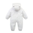thumbnail image 3 of Otqutp Baby Fuzzy Fleece Jumpsuit Toddler Bear Hood Snowsuit New Born Furry Warm Zip up Romper Winter Outwear Clothes, 3 of 6