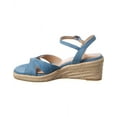 thumbnail image 2 of Stuart Weitzman Miami Espadrille Canvas & Leather Wedge, 8, Blue, 2 of 5