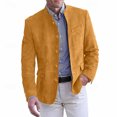 thumbnail image 2 of Faux Suede Blazer Jackets for Men Button Down Casual Vintage Jacket Multi-pocket Stand Collar Work Suit Coats Khaki XL, 2 of 4