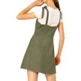 thumbnail image 4 of MODA NOVA Junior's Strap Button Down Faux Suede a-Line Mini Overall Dress, 4 of 6