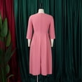 thumbnail image 5 of AURA Womens V Neck Pleated Midi Dress Puff Sleeve High Waist A Line Elegant Work Office Fall Dress with Zipper, 5 of 10