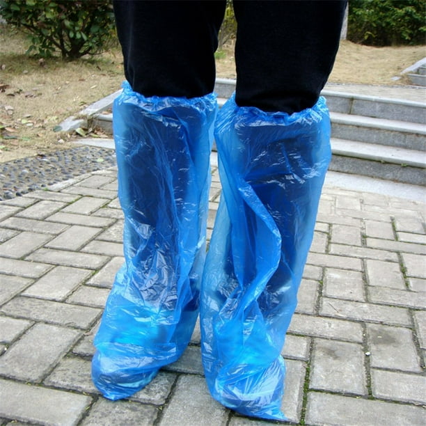 LIVEYOUNG Couvre-chaussures jetables Bleu Couvre-chaussures et bottes de  pluie Couvre-chaussures longues en plastique bleu moyen 