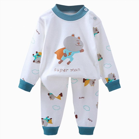 Baby Clothes Boy Boys Fall/Winter Cute Long Sleeve Stretch Waistband 6M 1T 2T 3T Pajama Set Outfits 2Pcs