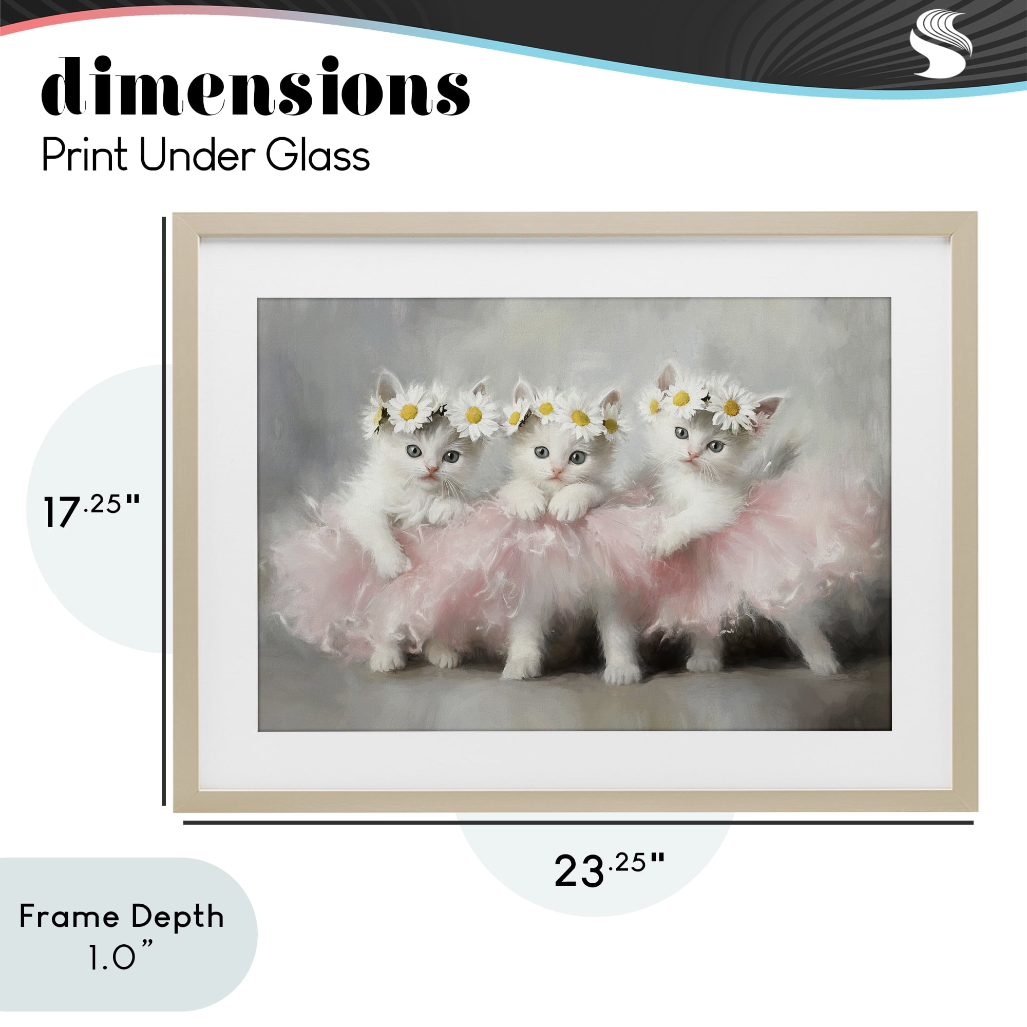 Stupell Industries Dancing Kittens in Tutus Birch Framed Print Under Glass, design by Tina LeCour