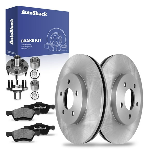 AutoShack Front Vented Brake Rotors   Ceramic Pads   Hub Repair Kit 8-PC Brake Kit Replacement for 2005-2010 Ford Escape 2005-2010 Mercury Mariner 2008-2011 Mazda Tribute 11.93" (303 mm)