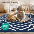 thumbnail image 4 of ODIKA 4'x6' Navy Blue Contemporary Geometric Octagonal Washable Area Rug Interlocking Hexagonal Grid with Diamond Accents for Home Office, Under Desk, Non-Slip Chair-Friendly, Flatwoven, 4 of 7