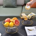 thumbnail image 2 of European-Style Handcrafted Metal Fruit Basket: Large Round Raised-Design Serving Bowl for Fruits, Snacks, Candies – Green & Gold Decorative Centerpiece for Living Room, Coffee Table | Ideal Gift for, 2 of 6