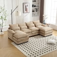 thumbnail image 6 of LUCKHAO U Shape Sectional Sofa Cloud Couch for Living Room, 110" Modern Chenille Comfy Modular Sofa, 4 Seat Sofa Sleeper with Double Chaise & Memory Foam, 6 of 24