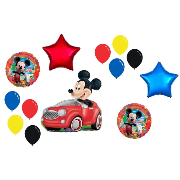 Mickey Mouse Clubhouse Car Happy Birthday Foil Mylar Balloons 13 Piece Set
