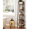 thumbnail image 2 of Ladder Shelf, Bookshelf Bookcase, Freestanding Corner Storage Shelve with 2 Hooks for Home Office, Living Room, Kitchen, Bedroom, Industrial, 5-Tier Rustic Brown, 2 of 7