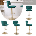 thumbnail image 2 of 25-34 Inch Velvet Bar Stools, Counter Height Adjustable Swivel Barstools High Bar Chairs with Button Tufted Back & Golden Metal Base, Stools Chair with Footrest for Island, Pub(Emerald,Set of 6), 2 of 10