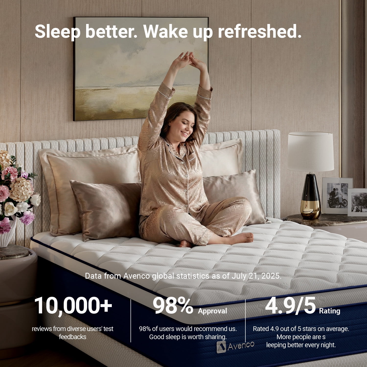 Avenco Airsea 14"Full Size Medium Firm Support Hybrid Mattress, Motion Isolation&Preesure Relif, CertiPUR-US