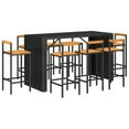 thumbnail image 4 of vidaXL Patio Bar Set Wicker Outdoor Bar Set Poly Rattan and Solid Wood Acacia, 4 of 34
