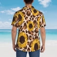 thumbnail image 6 of Bixox Men's Hawaiian Shirts Men's Leopard Sunflowers Print Short-Sleeve Shirt-X-Large, 6 of 8