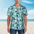 thumbnail image 2 of Sikiie Penguins Print Men's Hawaiian Shirt, Summer Beach Button Pocket Short Sleeve T-Shirt,Large, 2 of 7