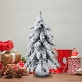 thumbnail image 3 of Amdohai 1 Prelit Tabletop Christmas Tree Snow Flocked Christmas Tree with Led Lights Wood Base Mini Xmas Pine Tree for Table Desk Home Christmas Decor, 3 of 8