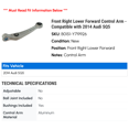 thumbnail image 2 of Front Right Lower Forward Control Arm - Compatible with 2014 Audi SQ5, 2 of 2