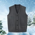 thumbnail image 2 of Iugvhana Men's Sweater Vest Button Down V-Neck Sleeveless Knitted Lightweight Casual Cardigan Sweaters Dark Gray Free Size, 2 of 3