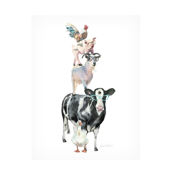 Canvas Wall Art - Jean Plout 'Farm Animal Family C' Wall Art for Living Room, Bedroom, or Office Décor by Trademark Fine Art - 14 x 19 Inches