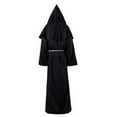 thumbnail image 2 of ZQUUVOU Women's and Men's Hooded Cloak Long Sleeve Robe Cape Gothic Medieval Style Top for Theatrical Performances Black, 2 of 4