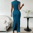 thumbnail image 6 of Lmnyox Bodycon Maxi Dress for Women Sleeveless Mock Neck Long Dress Summer Cocktail Party Club Dress, 6 of 7