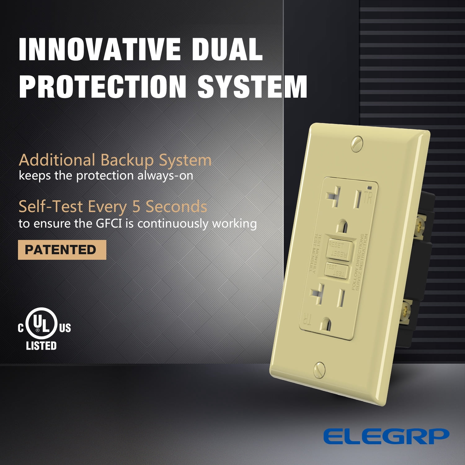 GFCI Outlet 20 Amp, Self-Test GFCI Electrical Outlet with Thinner Design, TR Tamper Resistant GFCI Receptacle, Ground Fault Circuit Interrupters with Wall Plate, UL Listed, Lvory 2PC