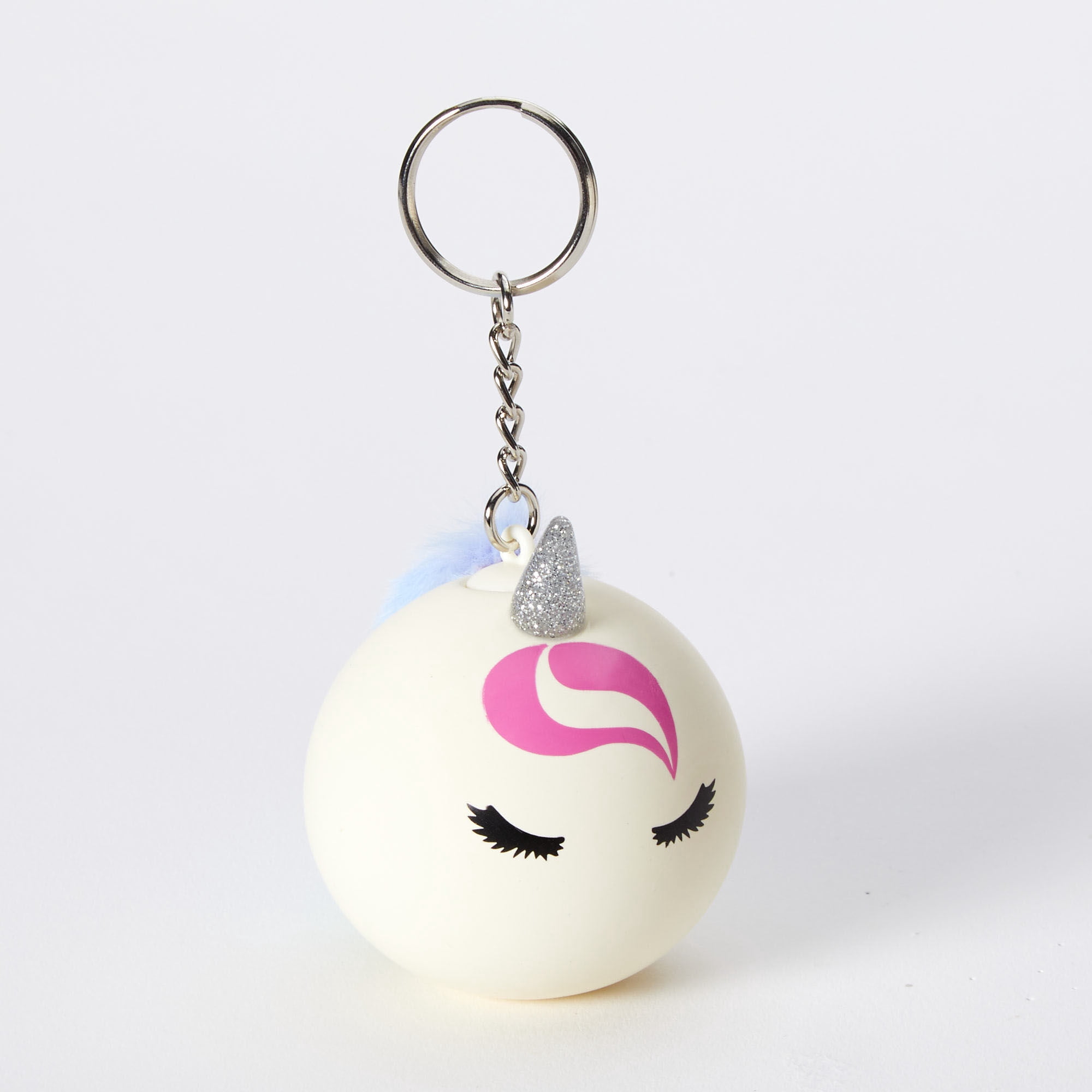 Claire's Girls Small White Unicorn Rubber Stress Ball on Metal Keychain, Children's