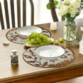 thumbnail image 3 of Round Placemats Set of 4,Hemp Cloth Table mats, 14 inch, Washable Fabric Dining Placemat (Beige,C), 3 of 5
