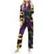 thumbnail image 2 of RKSTN Women's Carnival Pajamas Sets Oversized Lapel Mardi Gras Print Button Long Sleeve Sleepwear T Shirt and Pjs Pant 2 Piece Matching Set Casual Turndown Plus Size Pajama and Pants Loungewear Set, 2 of 9