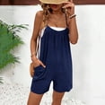 thumbnail image 5 of Bloomae Summer Casual Rompers for Women Loose Comfy Wide Leg Short Jumpsuits Sleeveless Spaghetti Strap One Piece Beach Jumpers With Pockets, 5 of 6