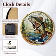 thumbnail image 3 of Bass Fish Stained Glass Style Round Wall Clock, Rustic MDF Wood Fishing Decor, Lake House Cabin Lodge Angler Man Cave Gift for Dad, 3 of 5