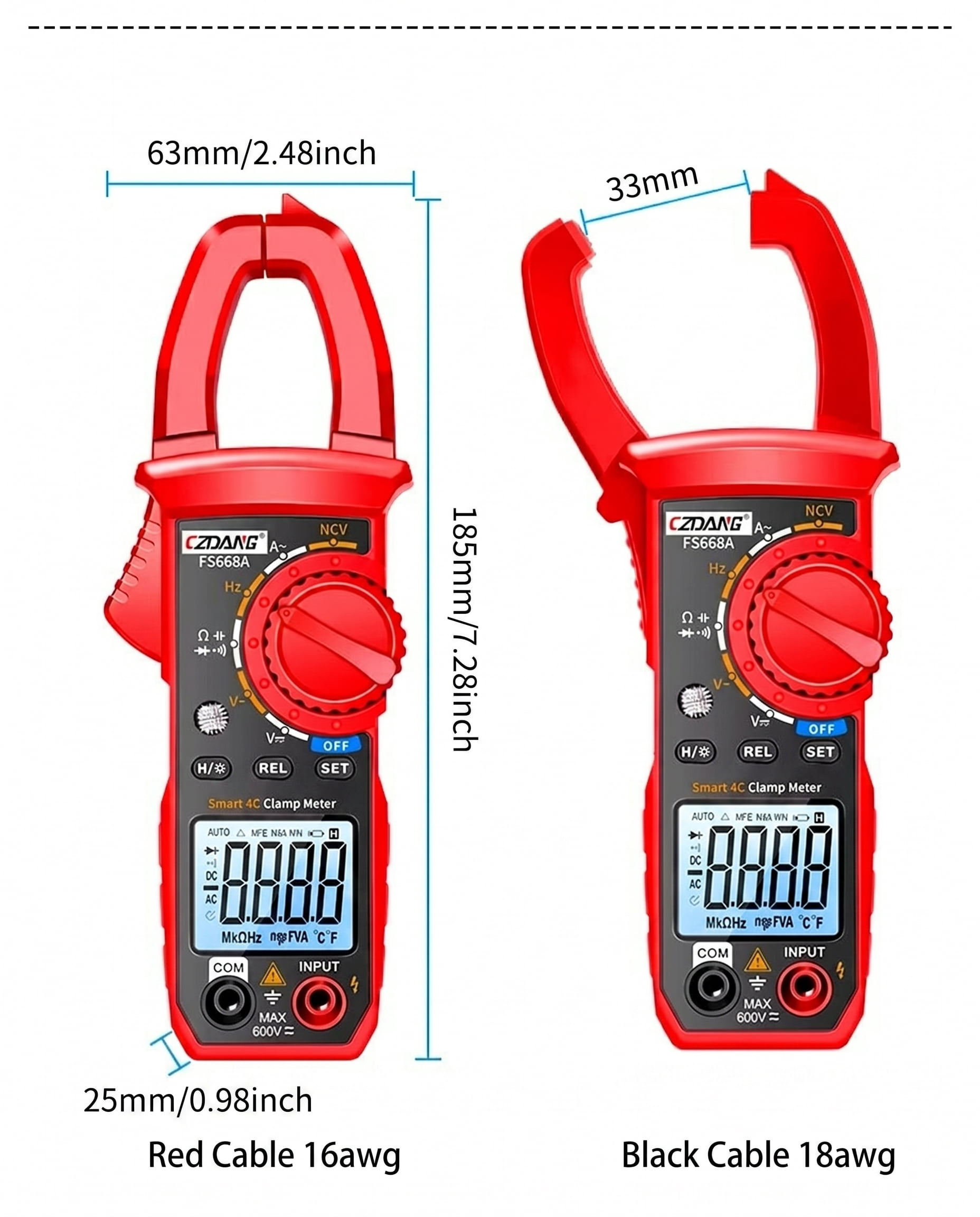Digital Clamp Meter Multimeter, 4000 Counts AC/DC Voltage & Current Tester with NCV, Live Wire Detection, LED Flashlight for Home & Automotive
