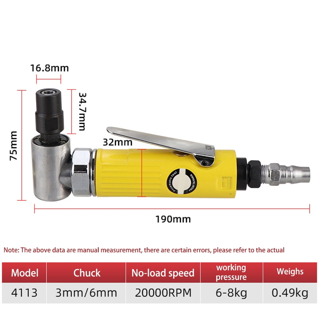 Pneumatic Air Angles Grinder Die Grinder 1/4" 90 Degree Sander Grinder Polisher Tool for Grinding Polishing Milling