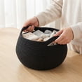 thumbnail image 6 of Woven Storage Basket, Cotton Rope Basket, Round Laundry Basket, Woven Basket with Handles, 11X9 Inch Mocha Beige Rope Organizer Basket for Bedroom, Nursery and Living Room, 6 of 6