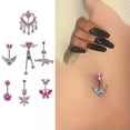 thumbnail image 5 of GKNET Zirconia Pink Butterfly Wings Belly Button Ring Body Belly Piercing Navel Ring-5, 5 of 9