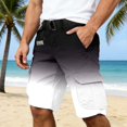 thumbnail image 2 of CONZONE Mens Cargo Shorts Elastic Waist Summer Shorts For Men Gradient Color Lightweight Loose Fit Beach Shorts With Pockets, 2 of 5
