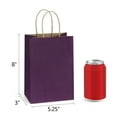 thumbnail image 3 of BagDream Kraft Paper Bags 25Pcs 5.25x3x8 Inches Small Kraft Gift Bags with Handles Bulk for Shopping, Party Favor, Retail, Merchandise, Business, Purple, 3 of 9