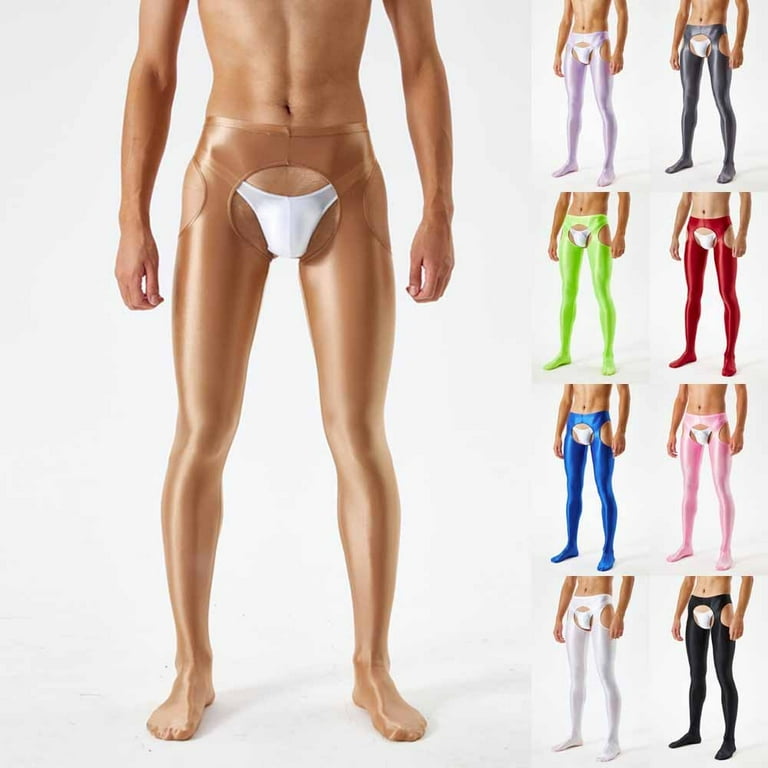 Men Hollow See Through Stretch Oil Shiny Glossy Briefs Underwear Panties  Tho