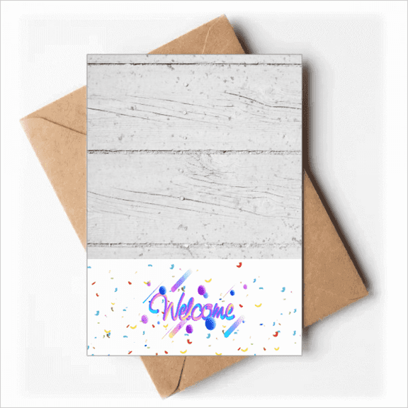 White Wood Floor Rough Wallpaper Texture Welcome Back Greeting Cards Envelopes Blank