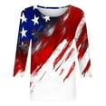 thumbnail image 5 of Women's In Clothing 4Th of July Clothes Women Shirts 3/4 Sleeve Patriotic Tshirts American Flag Shirt Star Striped Graphic Blouse Crew Neck Usa T Shirt Items Groceries, 5 of 5