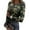 Dark Green, variant on Womens Long Sleeve Stretch Crewneck Ribbed T-Shirt Camo Print Fitted Casual Basic Tee Tops