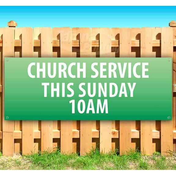 Church Service This Sunday 10Am 13 oz Vinyl Banner With Metal Grommets