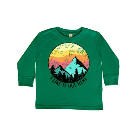 

Inktastic I Like it Out Here Mountains at Sunset Distressed Gift Toddler Boy or Toddler Girl Long Sleeve T-Shirt