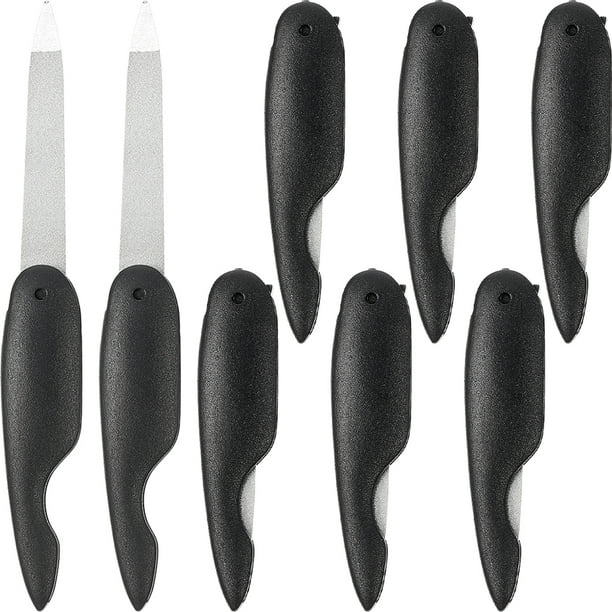 8 limas de uñas plegables de metal de doble cara para manicura de manos y pies.